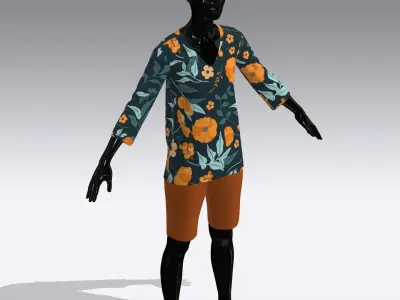 Female Cloth Dress Low-poly 3D model