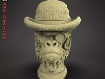 Gentlemen Gorilla Penstand cum flowerpot 3D print model
