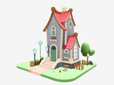 Stylized Game-Ready Houses Pack 16 Cartoon Buildings  Low-poly 3D model