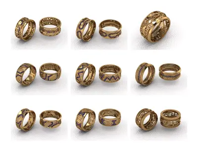 BAND RINGS COLLETION 139 PIECE  3D print model