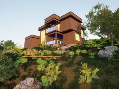 Wooden house 3D model