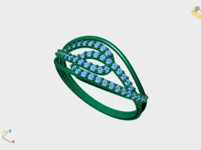 Women Ring Diamond Stone STL 3DM Lightweight Printable 3D print model 5