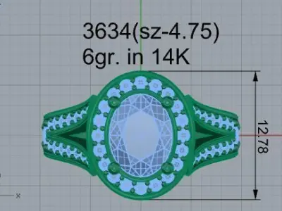 Oval Halo Split Shank Ring 3634 3D print model