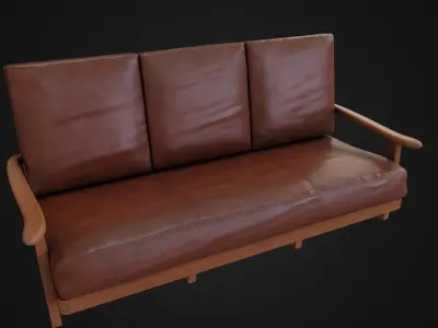 Leather Couch 01 Low-poly 3D model