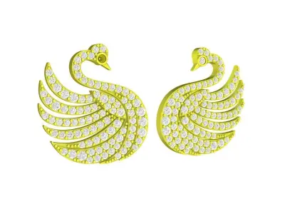 A7512 Luxury Diamond Swan Stud Earrings 3D Print 3D print model