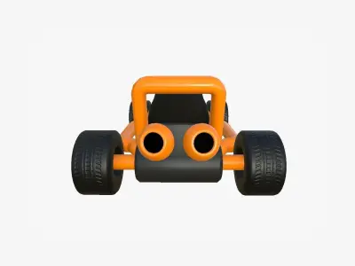Cartoon Kart H07 Orange - Vehicle Racing Design Low-poly 3D model