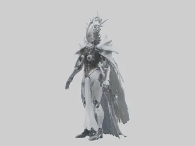 Cybernetic Queen statue model Low-poly 3D model