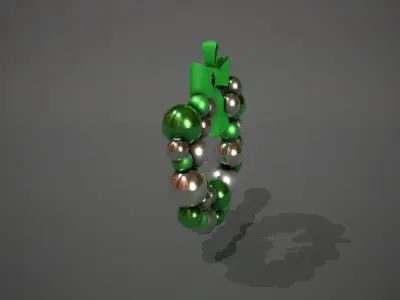 Green and Silver Christmas Bauble Wreath Low-poly 3D model
