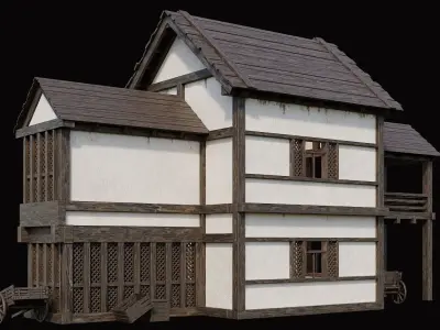 Medieval Village Pack 10 - 4 Assets - 4K Textures Game Ready Low-poly 3D model