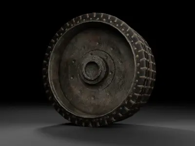 3D game ready tank wheel for T-34-85 Low-poly 3D model