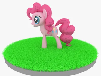 Cartoon Pink Pony Rigged Low-poly 3D model