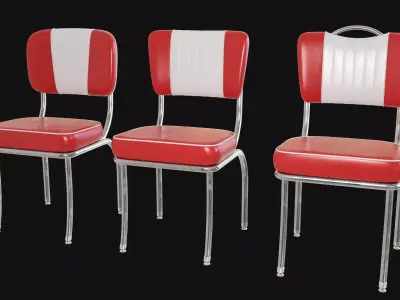 Retro Diner 50s Chair  Low-poly 3D model