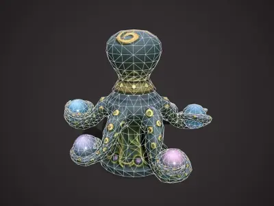 Octopus flowerpot Low-poly 3D model