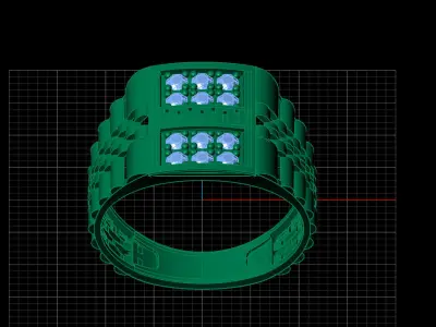 Print Ready STL 3DM  Gents Rings Diamond Men Ring  3D print model 136