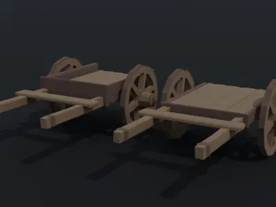 Cartoon medieval carts Polygonal Style Low-poly 3D model