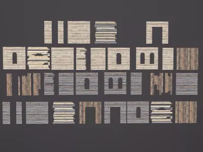 Wooden Walls Low-poly 3D model