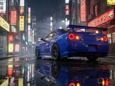 JDM Icon Nissan Skyline GTR R34  The Blue Godzilla 3D model