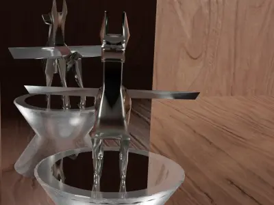 Silver Dog Statue Low-poly 3D model