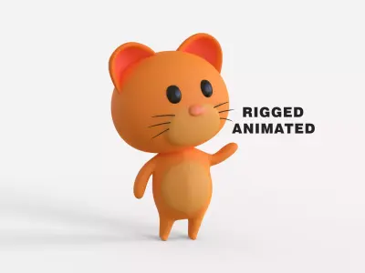 Little Funny Cat Animated  Low-poly 3D model