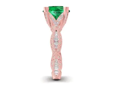 Elegant Emerald Halo Engagement Ring for Women Jewelry 1520 3D print model