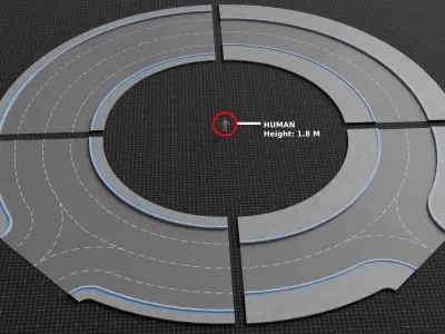 Modular Asphalt Road Kit Low-poly 3D model purchase