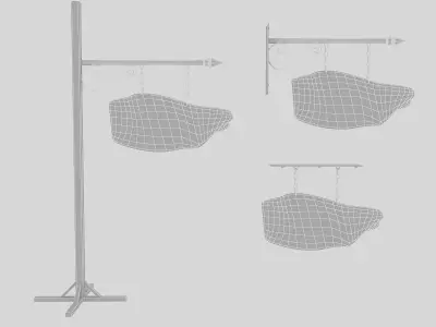 old wooden food drink sign 02 Low-poly 3D model