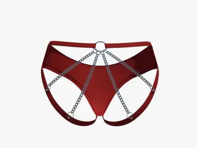 Lingerie burgundy bikini bottom 3D model