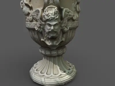 Exterior 2-sided antique vase with flowers  3D model