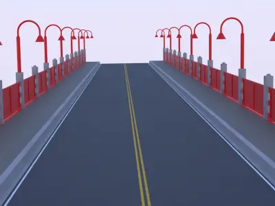 Steel road bridge PBR 3D model