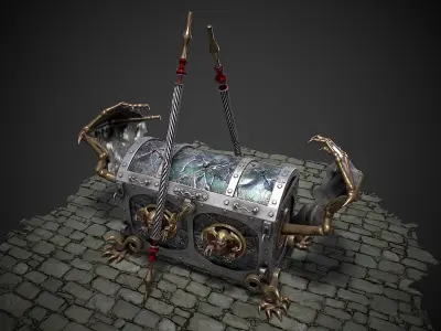 Chest vampire with coins 3D model Low-poly 3D model