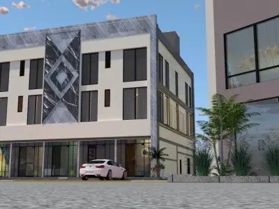 Modern Three Story Residential Building A25 DWG SketchUp 3D model