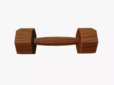 Cartoon Wooden Dumbell Low-poly 3D model