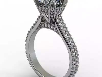 Luxury engagement ring 3D print model 8