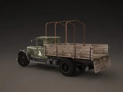 Zis 5 old truck with canvas cover Low-poly 3D model