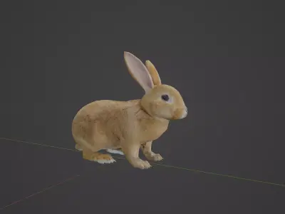 Brown Bunny Rabbit Low-poly 3D model