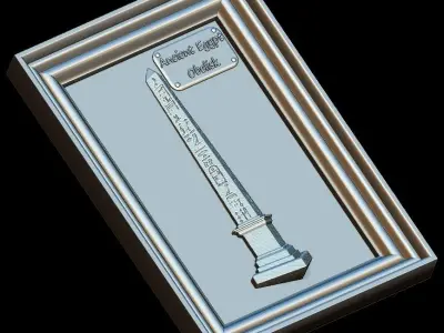 Obelisk with hieroglyphs Panno STL File for CNC Relief engraving 3D model