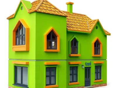 Lime Green House model pack Low-poly 3D model