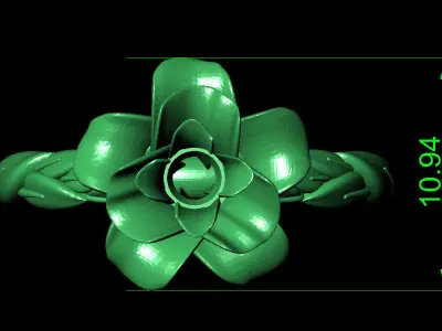 Women Ring 12 light weight single diamond women flower ring 3D print model