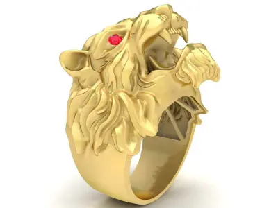 Luxury Lion Head Ring for Men 3D Jewelry Model 3767 3D print model