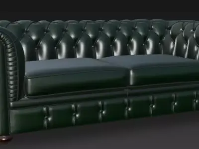 Green Chesterfield Sofa 3D Model 3D model