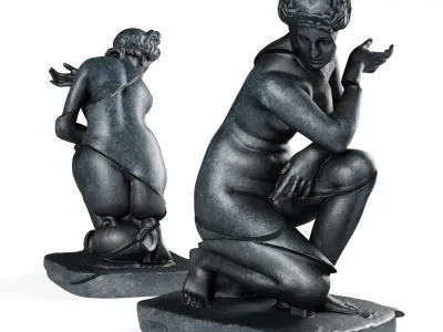 Crouching Venus sculpture Low-poly 3D model