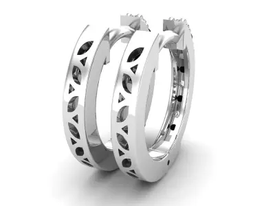 AV 595 Round Diamond Ladies Hoop Earrings 3D print model