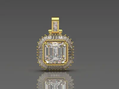 Luxury emerald and diamond jewelry stl pendant model jp0091 3D print model