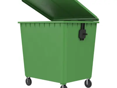 Wheeled Trash Bin Low-poly 3D model