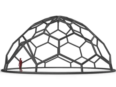 Hexagonal Dome structure Wireframe with Entry 3D model