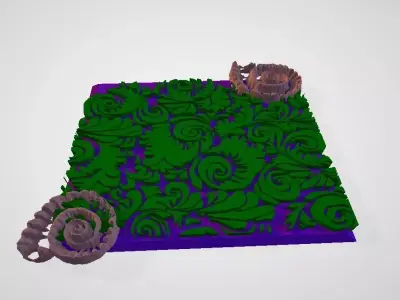 Stylish Leaf Art And Coral mix WALL ART 3D model