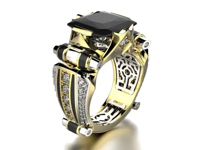 Jewelry Fashion Unisex Ring with Gem 0101 V1 3dm STL FBX 3D print model