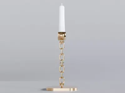 Alphabet E Chain Bronze Candleholder 3D Model True 4K PBR Render Low-poly 3D model