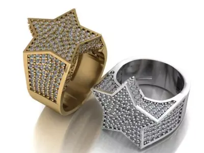 hiphop star ring  3D print model