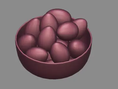 White Bowl with Easter Eggs 3D model